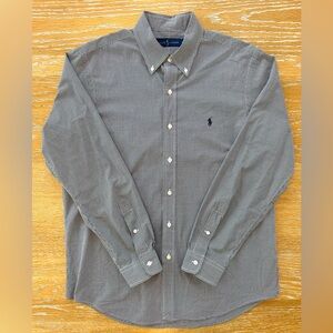 Ralph Lauren Men’s Black and White Checkered Button Down Dress Shirt Large